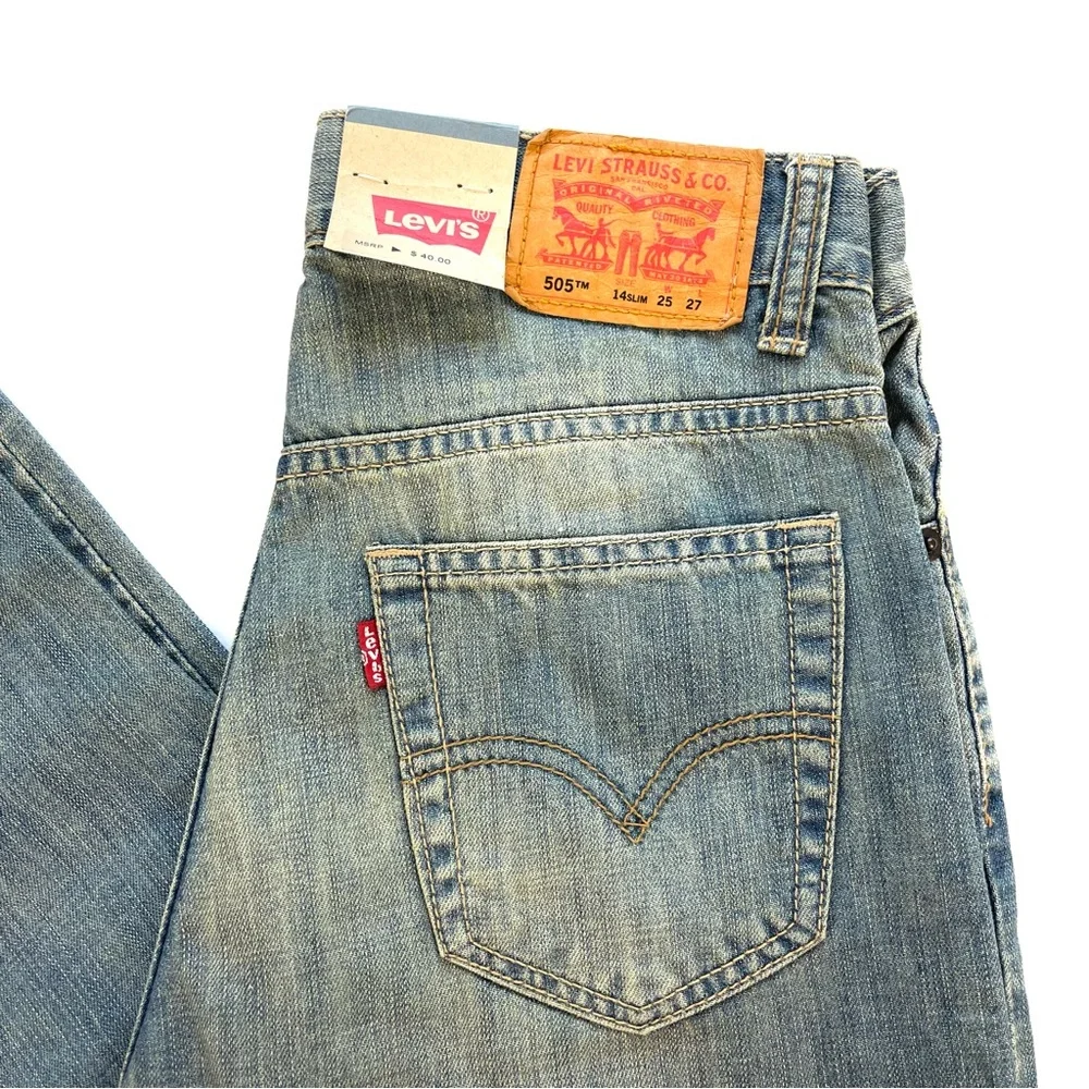 Levi’s Boys 505 Straight Leg Fit Anchor Wash Sz 14 Slim